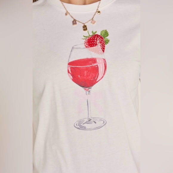 Francesca's Collections White Tee with Strawberry Wine Graphic - Picture 4 of 10
